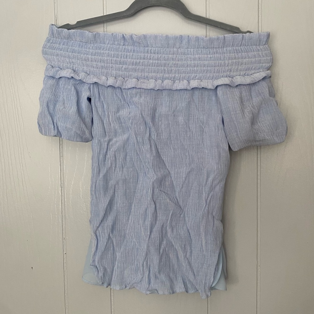 Club Monaco Sky Blue Off-Shoulder Blouse